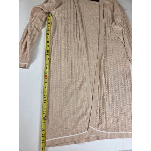 Zyia Cable Knit Clotilde Tan Maxi Length Cardigan Large - Picture 3 of 6